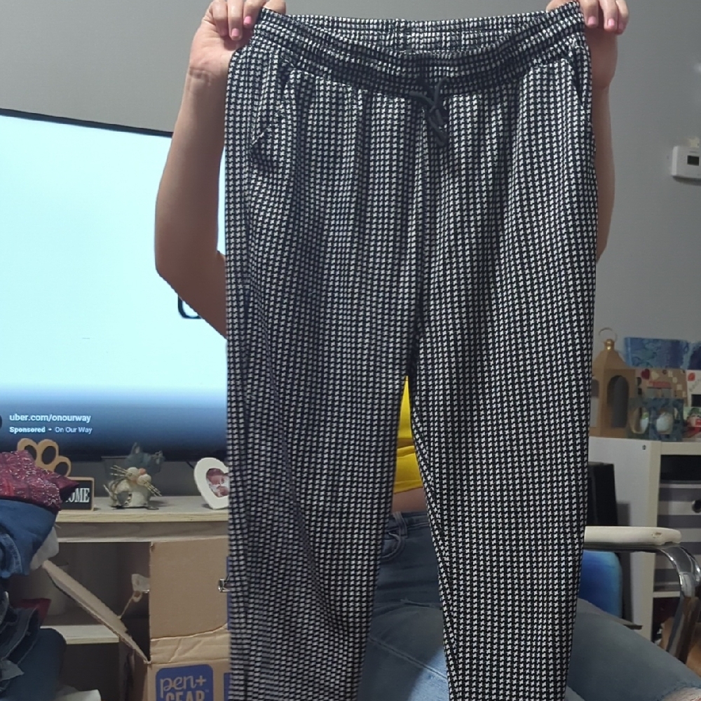 Stylish Black and White Patterned Women's Trousers